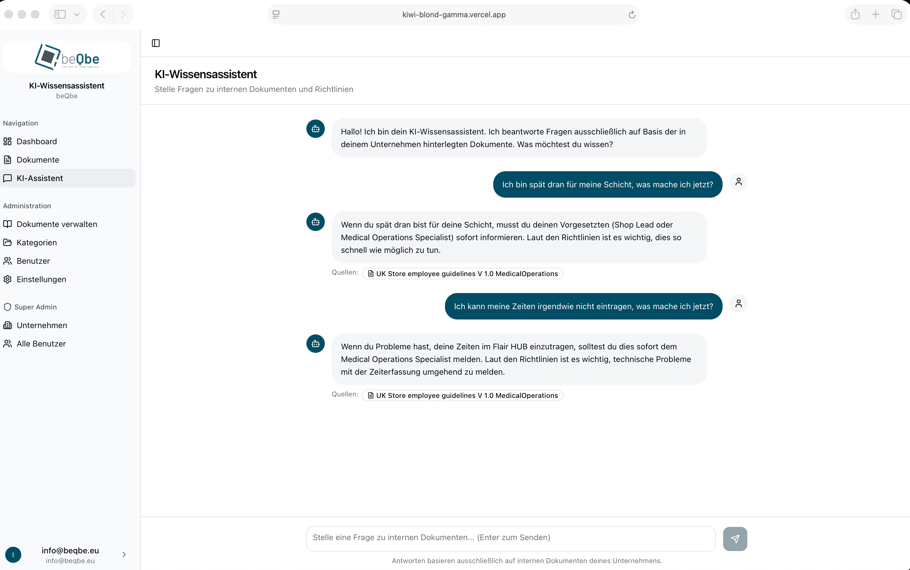 beQbe KI-Wi – KI-Wissensassistent Übersicht
